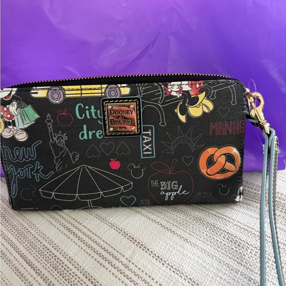 Dooney & Bourke Black Multicolor Disney Wristlet
